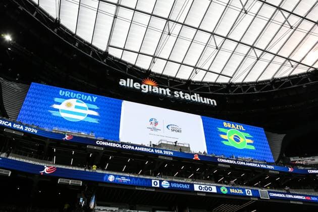 SOCCER 2024: Copa America Quarterfinals Uruguay vs Brazil JUL 06 July 06, 2024: An interior view of the scoreboard prior to the start of the CONMEBOL Copa America Quarterfinals match at Allegiant Stadium between Uruguay and Brazil on July 06, 2024 in Las Vegas, NV. Christopher Trim CSM. (Credit Image: Â Christopher Trim Cal Media) Las Vegas Nevada United States of America EDITORIAL USE ONLY Copyright: xx ZUMA-20240706_zma_c04_035.jpg ChristopherxTrimx csmphotothree268586