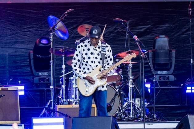 CHICAGO, IL - JULY 06: Buddy Guy performs on the Draftkings Stage before the NASCAR, Motorsport, USA Xfinity Series The Loop 110 at the Chicago Street Course on July 06, 2024 in Chicago, Illinois. (Photo by Ben Hsu Icon Sportswire)(Photo by Ben Hsu Icon Sportswire) AUTO: JUL 06 NASCAR Chicago Street Race Weekend Entertainment - Buddy Guy EDITORIAL USE ONLY Icon224240706002