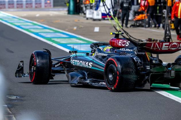 SILVERSTONE, UNITED KINGDOM: Lewis Hamilton, racing for the Mercedes F1 team during the 2024 Formula 1 British Grand Prix at the Silverstone Circuit in Silverstone, United Kingdom