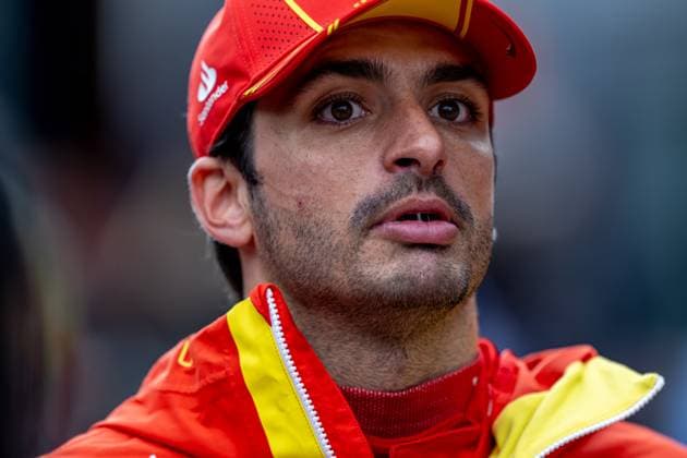 SILVERSTONE, UNITED KINGDOM: Carlos Sainz, racing for the Ferrari team during the 2024 Formula 1 British Grand Prix at the Silverstone Circuit in Silverstone, United Kingdom
