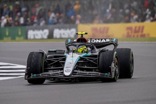SILVERSTONE, UNITED KINGDOM: Lewis Hamilton, racing for the Mercedes F1 team during the 2024 Formula 1 British Grand Prix at the Silverstone Circuit in Silverstone, United Kingdom