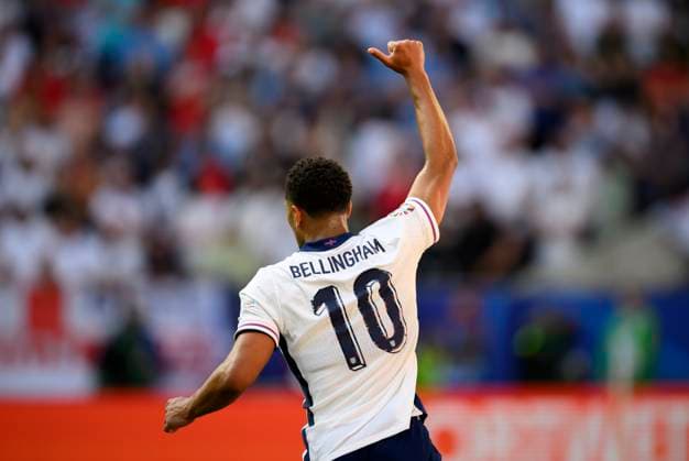 BELLINGHAM Jude (ENG) Gestik, Geste, Viertelfinale, Match M48, England (ENG) - Schweiz (SUI) 5:3 n.E., am 06.07.2024 in Duesseldorf Deutschland. Fussball Europameisterschaft 2024 vom 14.06. - 14.07.2024 in Deutschland. Â