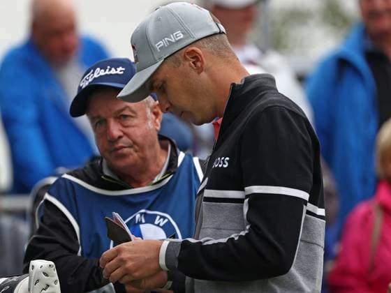 GOLF - BMW International Open 2024 MUNICH,GERMANY,07.JUL.24 - GOLF - DP World Tour, BMW International Open, GC Eichenried. Image shows Matthias Schwab (AUT) and his caddy.  GEPAxpictures xThomasxBachun