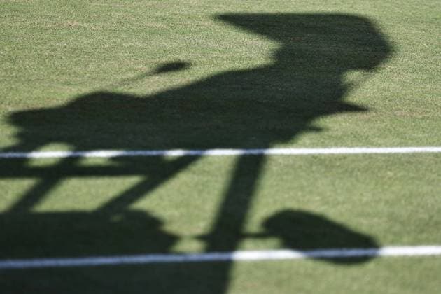Typical: Umpire s chair in the shadow during third round of 2024 All England Lawn Tennis Championships at Wimbledon, womens singles, London, 06 07 2024; -