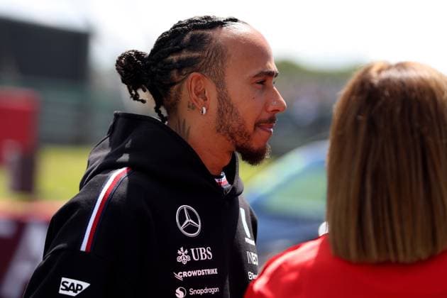 07.07.2024, xrarjax, Motorsport FIA Formel 1, Großer Preis von Großbritannien 2024 emspor, v.l. Lewis Hamilton (Mercedes AMG Petronas) Startnummer 44 Silverstone