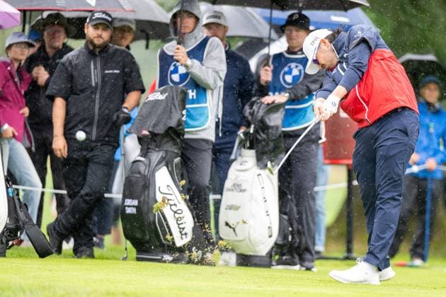 Ewen Ferguson macht den Abschlag, BMW International Open 2024, Golf, 07.07.2024 Muenchen Bayern Deutschland