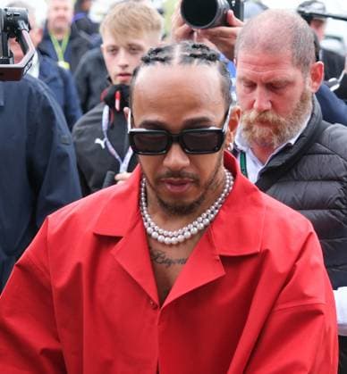 7th July 2024; Silverstone Circuit, Northamptonshire, England; Formula 1 2024 Qatar Airways British F1 Grand Prix; Race Day; Lewis Hamilton, Mercedes arrives at the Silverstone paddock  ActionPlus12665571 PaulxBonser