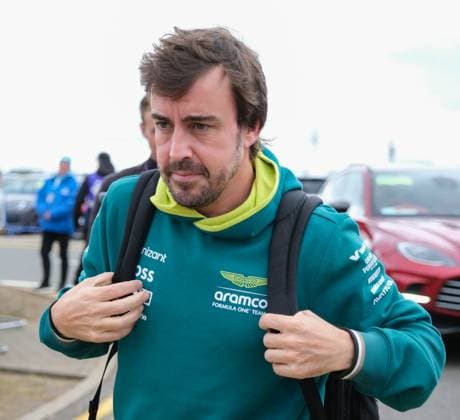 7th July 2024; Silverstone Circuit, Northamptonshire, England; Formula 1 2024 Qatar Airways British F1 Grand Prix; Race Day; Fernando Alonso, Aston Martin arrives at the Silverstone paddock  ActionPlus12665574 PaulxBonser
