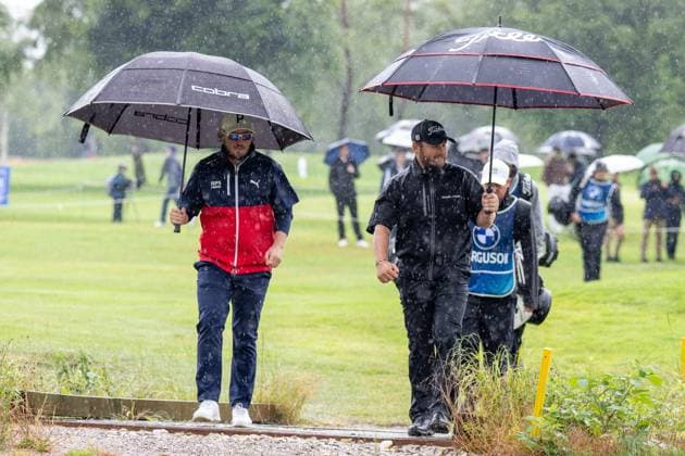 Ewen Fergoson und Jordan Smith gehen zum Absschlag 3, BMW International Open 2024, Golf, 07.07.2024 Muenchen Bayern Deutschland