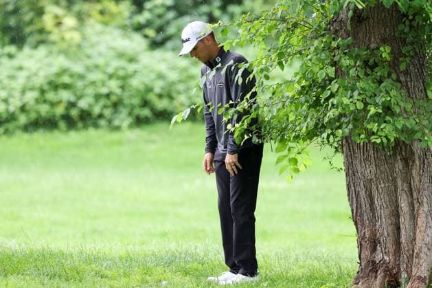 schwierige Situation fuer Jeremy Paul (GER), schlaegt aus dem Rough, BMW International Open 2024, Golf, DP World Tour, Herren, Finale, 07.07.2024 Moosinning Bayern Deutschland
