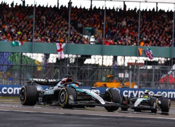 63 George Russell (GBR, Mercedes-AMG Petronas F1 Team), F1 Grand Prix of Great Britain at Silverstone Circuit on July 7, 2024 in Silverstone, Great Britain. (Photo by HOCH ZWEI) Silverstone Great Britain
