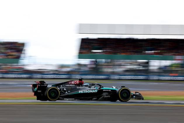63 George Russell (GBR, Mercedes-AMG Petronas F1 Team), F1 Grand Prix of Great Britain at Silverstone Circuit on July 7, 2024 in Silverstone, Great Britain. (Photo by HOCH ZWEI) Silverstone Great Britain