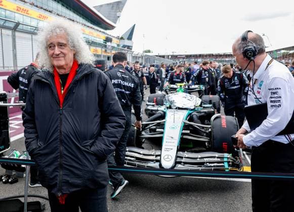 Sir Brian May, F1 Grand Prix of Great Britain at Silverstone Circuit on July 7, 2024 in Silverstone, Great Britain. (Photo by HOCH ZWEI) Silverstone Great Britain