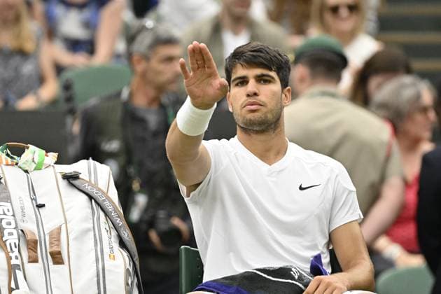 Tennis : Wimbledon 2024 - England - Carlos Alcaraz France Tennis : Wimbledon 2024 - England - 07 07 2024 ChrysleneCaillaud Panoramic 