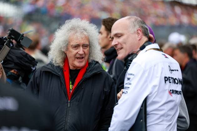 Sir Brian May, F1 Grand Prix of Great Britain at Silverstone Circuit on July 7, 2024 in Silverstone, Great Britain. (Photo by HOCH ZWEI) Silverstone Great Britain