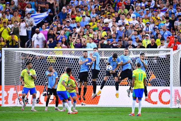 RECORD DATE NOT STATED Copa America USA 2024 Uruguay vs Brazil - Quarter-final Manuel Ugarte of Uruguay during the CONMEBOL Copa America 2024 Quarter-final match between Uruguay and Brazil, at Allegiant Stadium, on July 06, 2024 in Las Vegas, Nevada, United States. LAS VEGAS NEVADA UNITED STATES  Copyright: xAdrianxMaciasx 20240706205512_CA_QF_2024_URU_BRA_UGARTE147