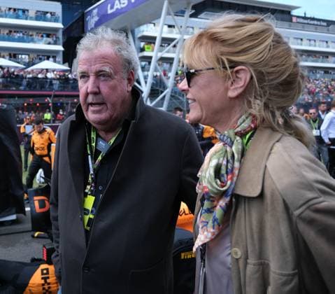 7th July 2024; Silverstone Circuit, Northamptonshire, England; Formula 1 2024 Qatar Airways British F1 Grand Prix; Race Day; Jeremy Clarkson and partner Lisa Hogan on the grid prior to the race  ActionPlus12666159 PaulxBonser