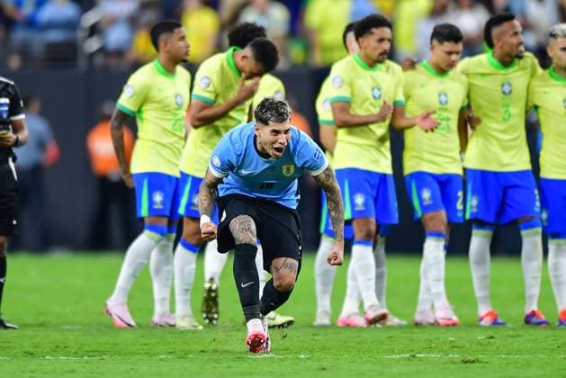 RECORD DATE NOT STATED Copa America USA 2024 Uruguay (4p) 0-0 (2p) Brazil - Quarter-final Mathias Olivera of Uruguay during the CONMEBOL Copa America 2024 Quarter-final match between Uruguay and Brazil, at Allegiant Stadium, on July 06, 2024 in Las Vegas, Nevada, United States. LAS VEGAS NEVADA UNITED STATES  Copyright: xIsaacxOrtizx 20240706220726_CA_QF_2024_URU_BRA_OLIVERA267