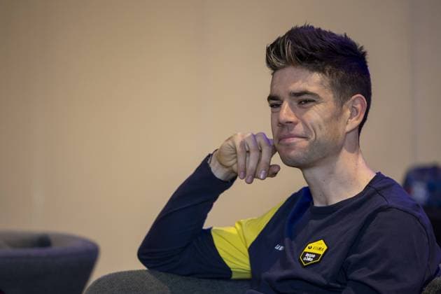 Belgian Wout van Aert of Team Visma-Lease a Bike pictured during press conference, PK, Pressekonferenz at the first rest day in the 2024 Tour de France cycling race, in Orleans, on Monday 08 July 2024. The 111th edition of the Tour de France starts on Saturday 29 June and will finish in Nice, France on 21 July. DAVIDxPINTENS  x96063313x