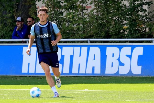 DEU, DFL, 2. FBL Hertha BSC, Training, 08.07.2024, Sportforum, Berlin, DEU, DFL, 2. FBL Hertha BSC, Training, im Bild Fabian Reese (Hertha BSC Berlin 11) DFL - regulations prohibit any use of Photographs as image sequences and or quasi-video Foto: Juergen Engler nordphoto GmbH