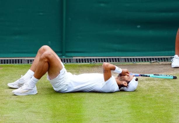 Lorenzo Musetti celebrates victory in his fourth round match Wimbledon Tennis Championships, Day 8, The All England Lawn Tennis and Croquet Club, London, UK - 08 Jul 2024  Copyright: xJavierxGarcia Shutterstockx 14575856d