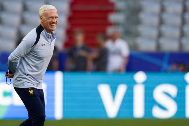 France training Didier Deschamps, head coach of France, smiles during France training on the eve of the UEFA EURO, EM, Europameisterschaft,Fussball 2024 semi-final football match against Spain. Munich Germany Copyright: xNicolòxCampox