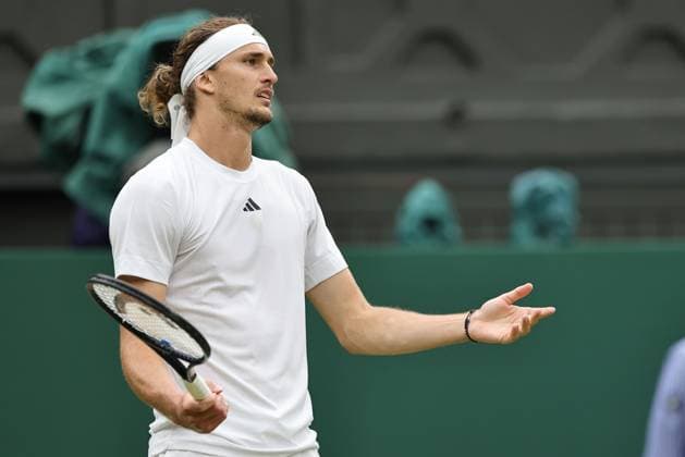 Alexander Zverev, GER, during fourth round of 2024 All England Lawn Tennis Championships at Wimbledon, gentlemens singles, London, 08 07 2024; -