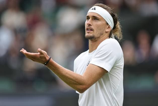 Alexander Zverev, GER, during fourth round of 2024 All England Lawn Tennis Championships at Wimbledon, gentlemens singles, London, 08 07 2024; -