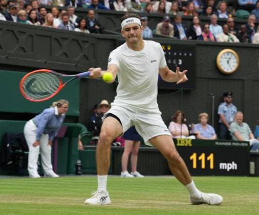 Lawn Tennis - 2024 Wimbledon Championship Mens Singles - Taylor Fritz (USA) v Alexander Zverev (GER) All England Lawn Tennis & Croquet Club - Monday 8th July 2024 Alexander Zverev (GER) 