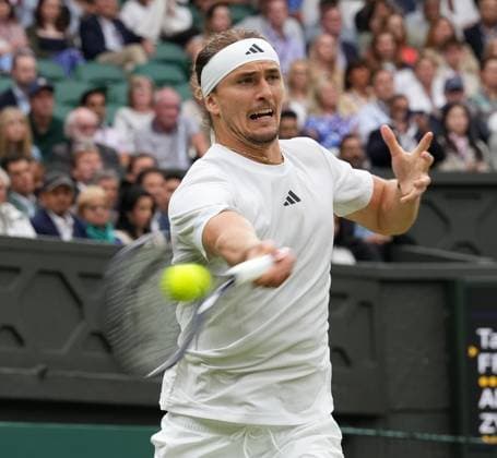Lawn Tennis - 2024 Wimbledon Championship Mens Singles - Taylor Fritz (USA) v Alexander Zverev (GER) All England Lawn Tennis & Croquet Club - Monday 8th July 2024 Alexander Zverev (GER) 