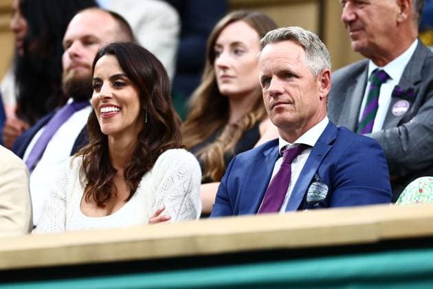 Luke Donald and Diane Antonopoulos Wimbledon Tennis Championships, Day 8, The All England Lawn Tennis and Croquet Club, London, UK - 08 Jul 2024  Copyright: xJamesxMarsh Shutterstockx 14575857ga