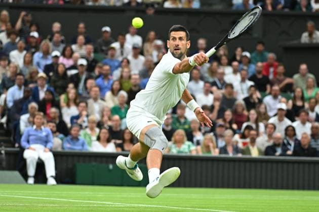 Wimbledon - Fourth Round Novak Djokovic (SRB) during his fourth round match at the 2024 Wimbledon Championships at the AELTC in London, UK, on July 8, 2024. Photo by Corinne Dubreuil ABACAPRESS.COM LONDON  Copyright: xDubreuilxCorinne ABACAx