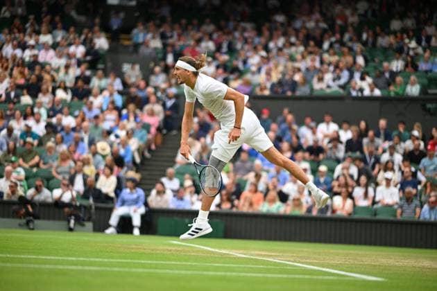 Wimbledon - Fourth Round Alexander Zverev (GER) during his fourth round match at the 2024 Wimbledon Championships at the AELTC in London, UK, on July 8, 2024. Photo by Corinne Dubreuil ABACAPRESS.COM LONDON  Copyright: xDubreuilxCorinne ABACAx