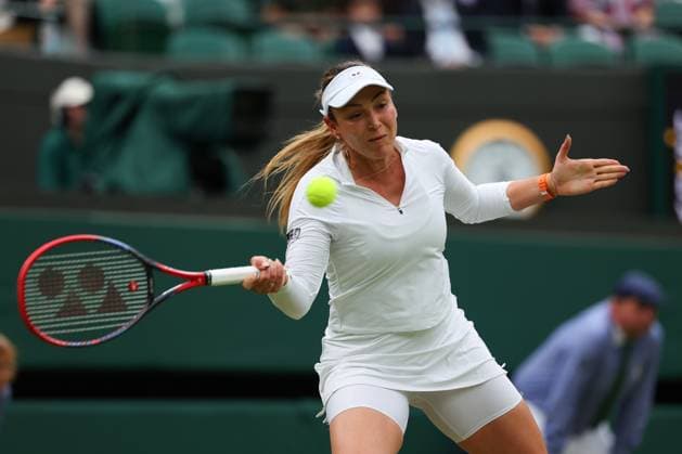9th July 2024; All England Lawn Tennis and Croquet Club, London, England; Wimbledon Tennis Tournament, Day 9; Donna Vekic (CRO) from the baseline against Lulu Sun (NZL), womens singles quarter final match  ActionPlus12666353 JohnxPatrickxFletcher