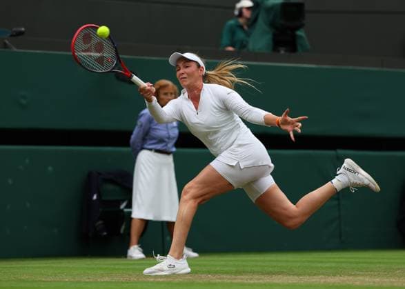 9th July 2024; All England Lawn Tennis and Croquet Club, London, England; Wimbledon Tennis Tournament, Day 9; Donna Vekic (CRO) from the baseline against Lulu Sun (NZL), womens singles quarter final match  ActionPlus12666359 JohnxPatrickxFletcher