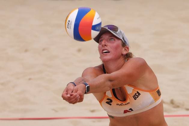 BEACHVOLLEYBALL - Beach Pro Vienna VIENNA,AUSTRIA,09.JUL.24 - Beach volleyball, Beachvolleyball - A1 Beach Pro Vienna, press conference, PK, Pressekonferenz Image shows Kylie Kuyava De Berg (USA).  GEPAxpictures xMathiasxMandl