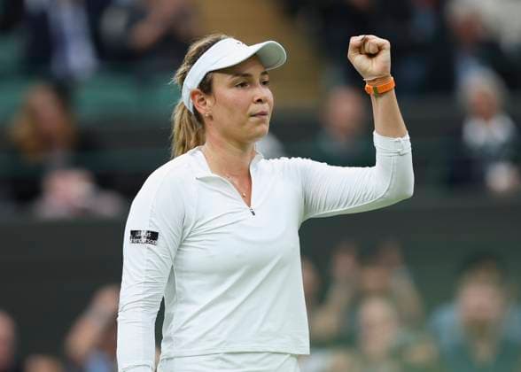 Donna Vekic macht die Faust und jubelt, Jubel, Freude, Emotion Tennis - Wimbledon 2024 - Grand Slam ITF ATP, Tennis Herren WTA, Tennis Damen - AELTC - London - - Great Britain - 9 July 2024. Copyright: xJuergenxHasenkopfx