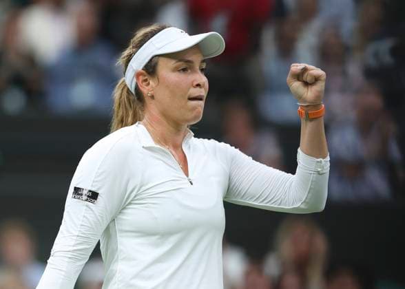 Donna Vekic macht die Faust und jubelt, Jubel, Freude, Emotion Tennis - Wimbledon 2024 - Grand Slam ITF ATP, Tennis Herren WTA, Tennis Damen - AELTC - London - - Great Britain - 9 July 2024. Copyright: xJuergenxHasenkopfx