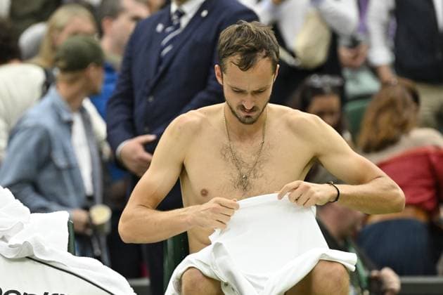 Tennis : Wimbledon 2024 - Daniil Medvedev - Russie Tennis : Wimbledon 2024 - England - 09 07 2024 ChrysleneCaillaud Panoramic 