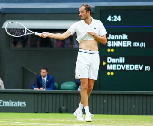 Daniil Medvedev during his quarter final match Wimbledon Tennis Championships, Day 9, The All England Lawn Tennis and Croquet Club, London, UK - 09 Jul 2024  Copyright: xJavierxGarcia Shutterstockx 14577169cp