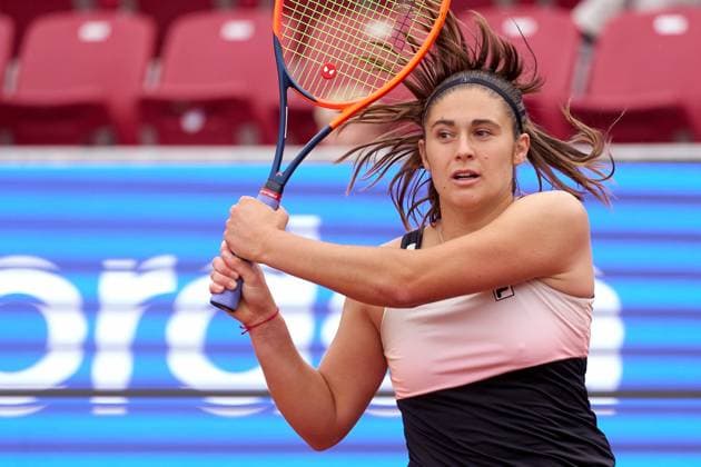 Julia Riera of Argentina returns a backhand to Nuria Parrizas-Diaz of Spain during the Womens first round match of Nordea Open against at Bastad Tennis Stadium on July 9, 2024 in Bastad, Sweden (Photo by Camilla Stolen Imago) Bastad Sweden Copyright: xCamillaxStolenx L2180125