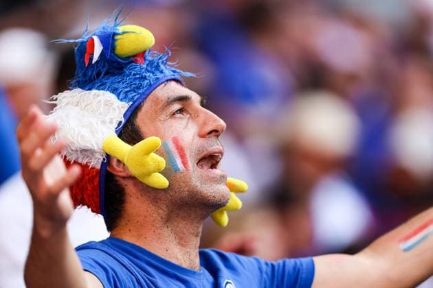 Fans von Frankreich vor dem Spiel mit guter Stimmung GER, Spanien (ESP) vs. Frankreich (FRA), Fussball Europameisterschaft, UEFA EURO, EM, Europameisterschaft,Fussball 2024, Halbfinale, 09.07.2024 GER, Spanien (ESP) vs. Frankreich (FRA), Fussball Europameisterschaft, UEFA EURO 2024, Halbfinale, 09.07.2024 Muenchen Copyright: xEibner-Pressefoto RogerxBuerkex EP