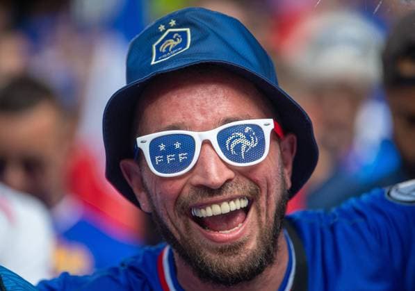 Fussball, Herren, Saison 2023 24, UEFA EURO, EM, Europameisterschaft,Fussball EM 2024, Halbfinale in München, Spanien - Frankreich, französische Fans, 09.07. 2024, Copyright: xSebastianxRäppold MatthiasxKochx