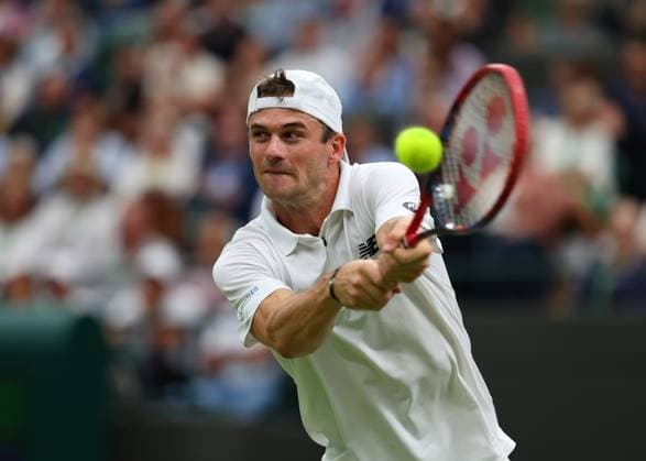 9th July 2024; All England Lawn Tennis and Croquet Club, London, England; Wimbledon Tennis Tournament, Day 9; Tommy Paul (USA) from the baseline against Carlos Alcaraz (ESP), mens singles quarter final match  ActionPlus12666419 JohnxPatrickxFletcher