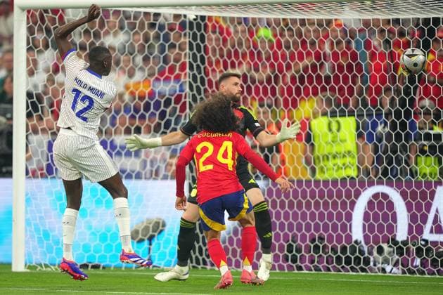 Randal Kolo Muani of France scoring the goal 0-1 during the Euro 2024 soccer match between Spain and France at the Munich Football Arena , Munich, Germany - Tuesday 09 july 2024. - Soccer .  Copyright: xSpada LaPressex