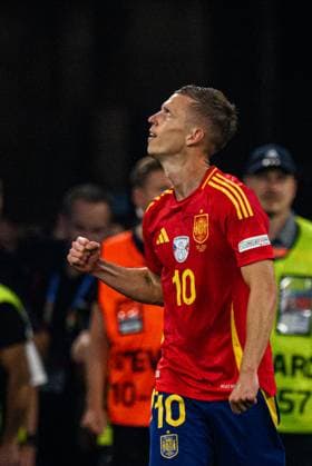 MUENCHEN, GERMANY - 9 JULY, 2024: Dani Olmo, The football match of EURO 2024 semi-final Spain vs France at Muenchen Arena  Copyright: xVITALIIxKLIUIEVx