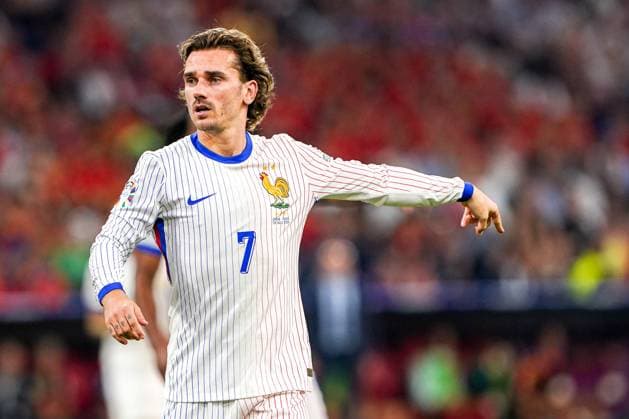 2024-07-09 Spain v France - UEFA EURO, EM, Europameisterschaft,Fussball 2024 Semi Final MUNICH, NETHERLANDS - JULY 9: Antoine Griezmann of France gestures during the UEFA EURO 2024 Semi Final match between Spain and France at Munich Football Arena on July 9, 2024 in Munich, Netherlands. Munich Munich Football Arena Netherlands Content not available for redistribution in The Netherlands directly or indirectly through any third parties. Copyright: xAndrexWeeningx
