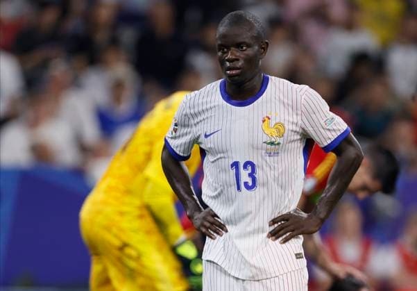 Spain v France: Semi-Final - UEFA EURO, EM, Europameisterschaft,Fussball 2024 Ngolo Kante of France looks dejected during the UEFA EURO 2024 semi-final match between Spain v France at Munich Football Arena on July 9, 2024 in Munich, Germany. Munich Munich Football Arena Germany Germany Copyright: xRichardxSellers Sportsphoto APLx 14045123
