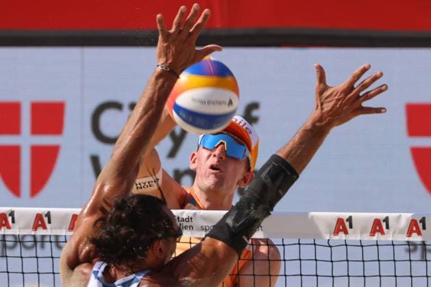 BEACHVOLLEYBALL - Beach Pro Vienna VIENNA,AUSTRIA,10.JUL.24 - Beach volleyball, Beachvolleyball - A1 Beach Pro Vienna. Image shows Timo Hammarberg (AUT).  GEPAxpictures xMathiasxMandl