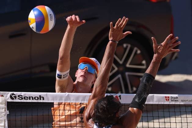 BEACHVOLLEYBALL - Beach Pro Vienna VIENNA,AUSTRIA,10.JUL.24 - Beach volleyball, Beachvolleyball - A1 Beach Pro Vienna. Image shows Timo Hammarberg (AUT).  GEPAxpictures xMathiasxMandl